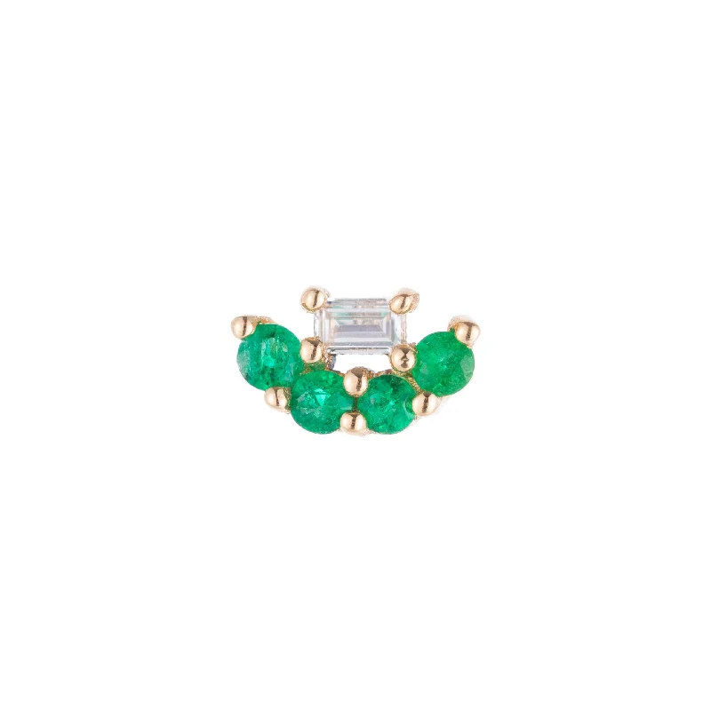 Mini Baguette Emerald Lace Stud (Single)