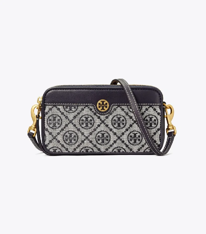 T MONOGRAM JACQUARD DOUBLE-ZIP MINI BAG