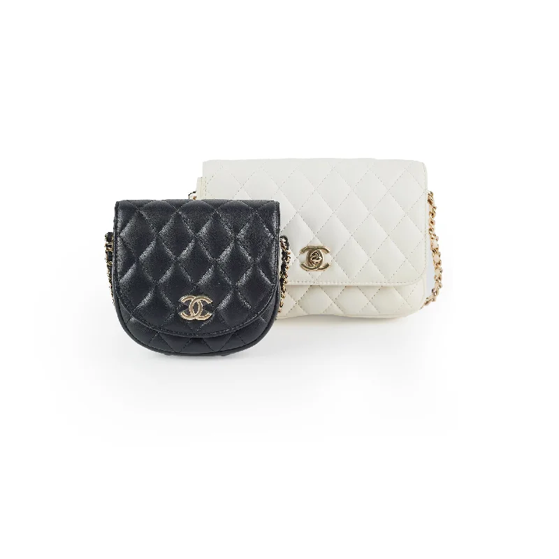 Chanel Two Colour Side - Packs Bag White/Black