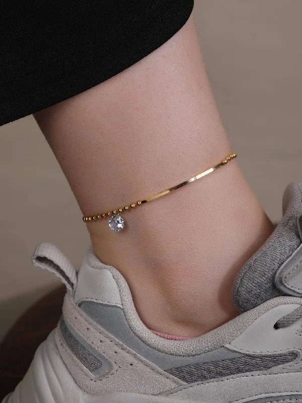 1pc Fashion Cubic Zirconia Decor Anklet For Women For Daily Decoration