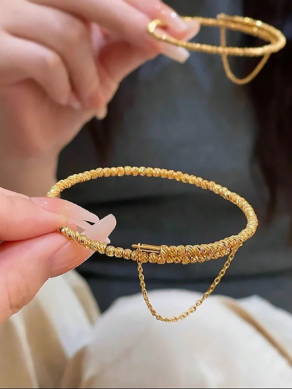 1pc Gold-Color Crumb Single Circle Memory Wire Bracelet