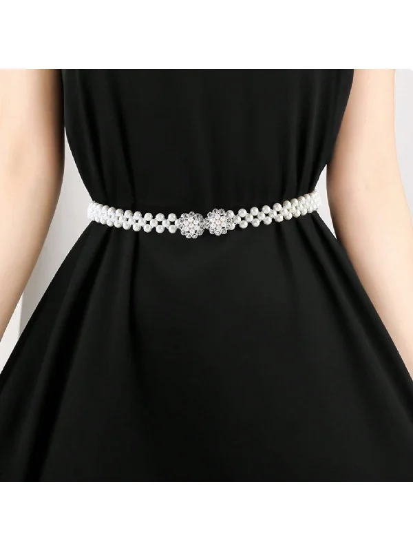 Stretch Pearl Belt Adjustable Rhinestones