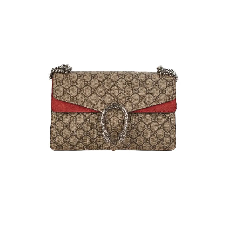 Gucci Medium Dionysus GG Supreme SHoulder Bag Red