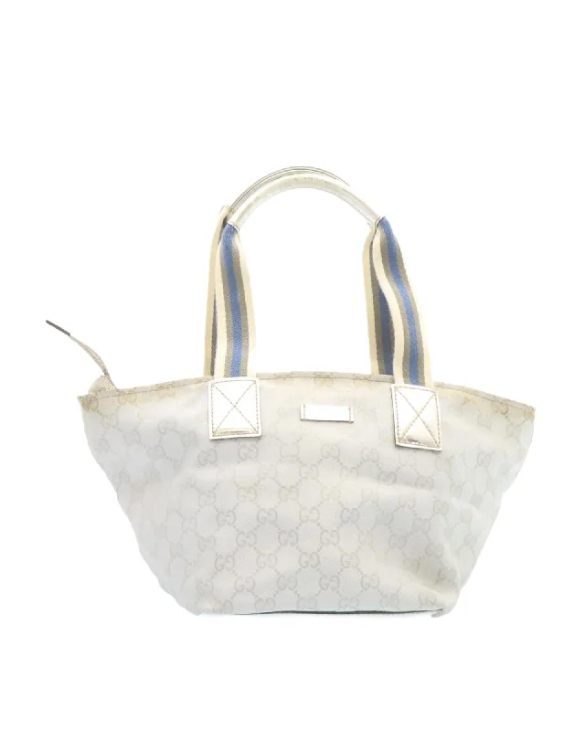 Authentic GG Canvas Tote Bag with Silver Blue Color for Women