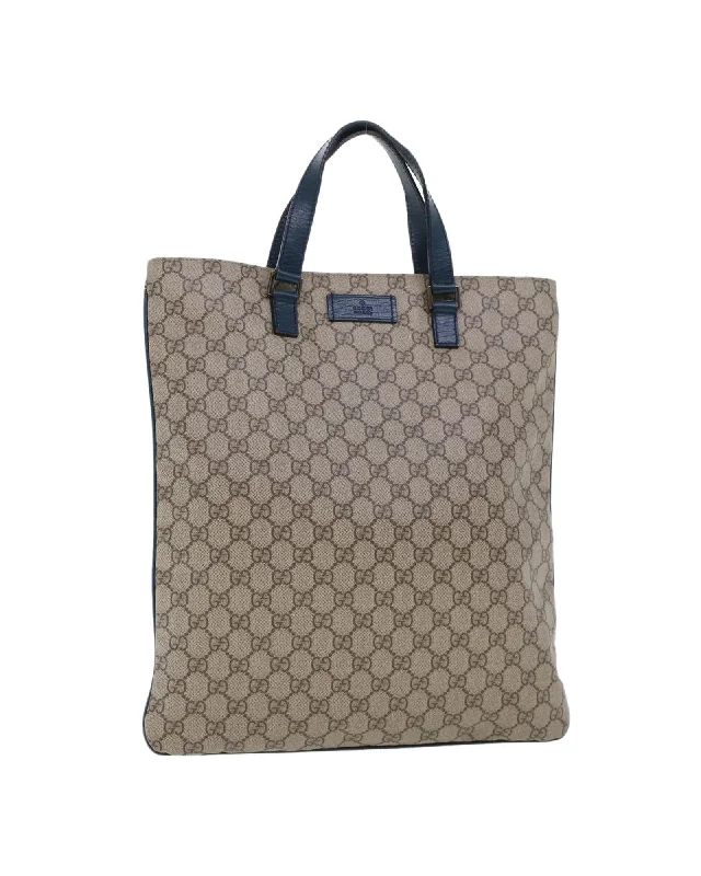 Beige GG Canvas Tote Bag in PVC Leather