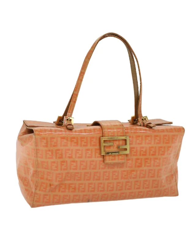 Enamel Orange Canvas Hand Bag by Fendi