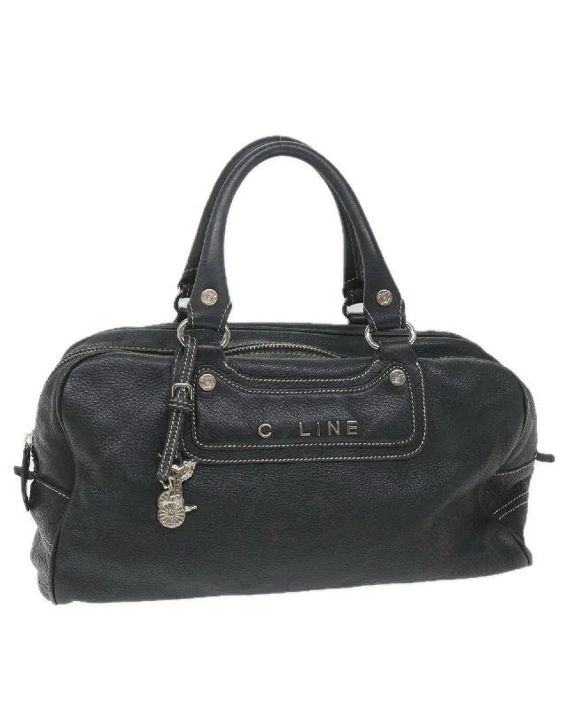 Leather Navy Hand Bag by Celine - Authentic