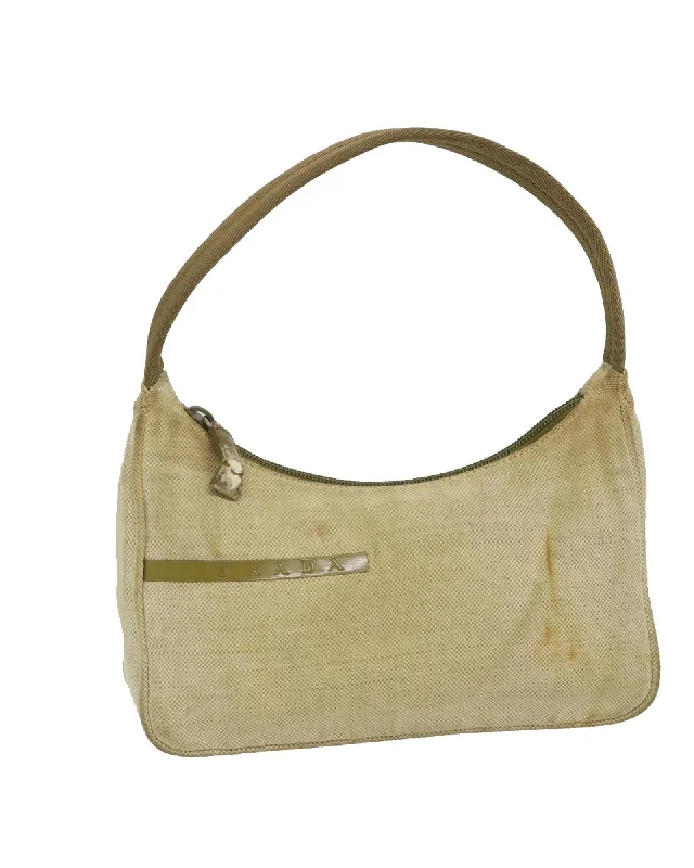 Canvas Beige Khaki Sports Hand Bag by Prada