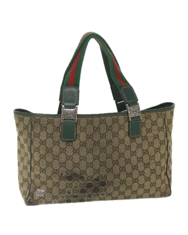 Canvas Web Sherry Line Tote Bag with Red and Green Accents