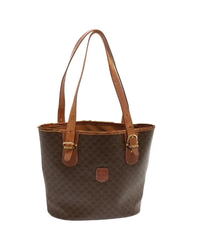 Authentic Brown Macadam Canvas Tote Bag from Italy