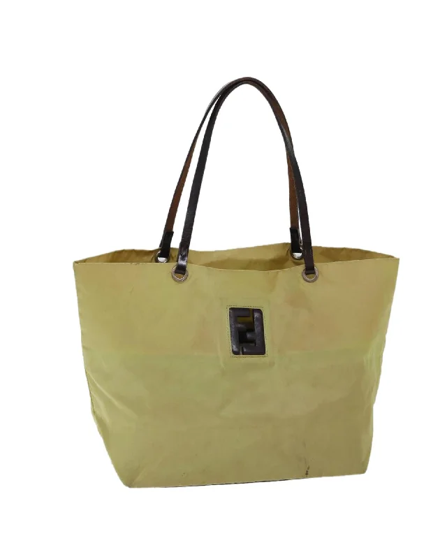 Nylon Tote Bag in Bright Yellow by Fendi