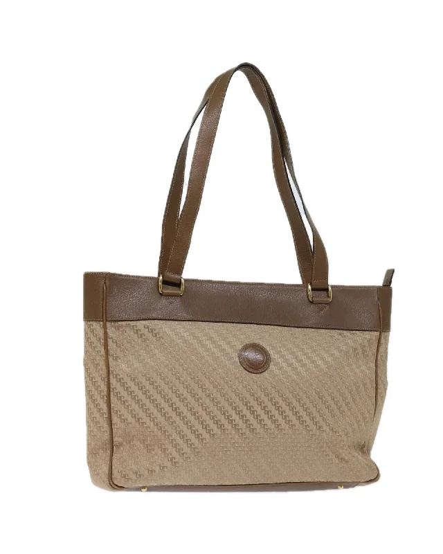 Canvas Tote Bag with Brown Detailing - Pre-owned