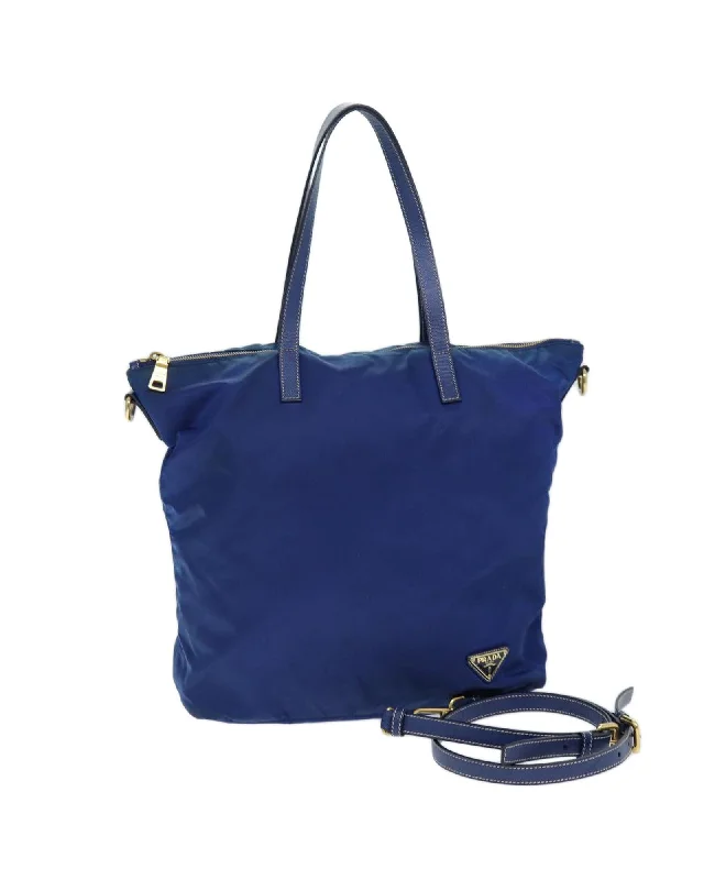 Blue Nylon Tote Bag with Shoulder Strap and Guarantee Card