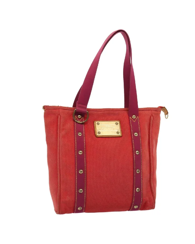 Canvas Tote Bag with Red Hue and Spacious Interior