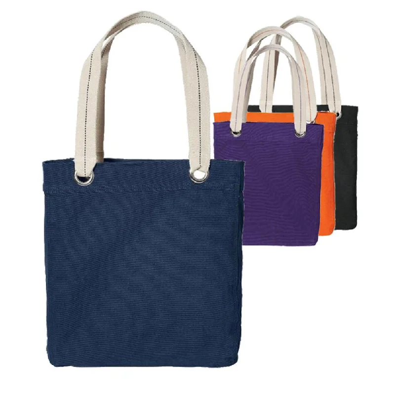 6 ct Colorful Cotton Canvas Allie Tote Bag with Interior Lining - By Bundle