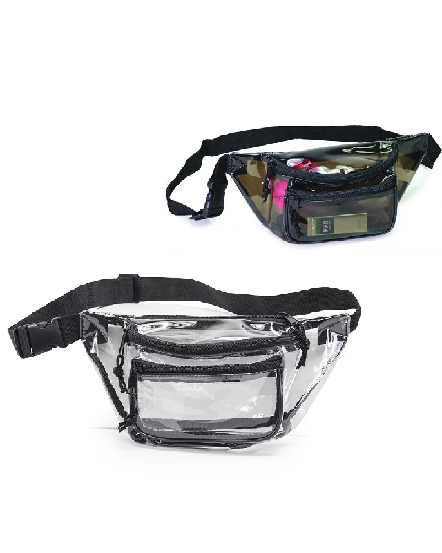 72 ct Three Zipper Clear Fanny Pack - By Case