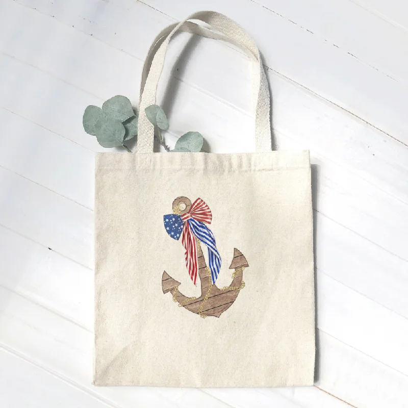 Anchor with Flag Bow - Canvas Tote Bag