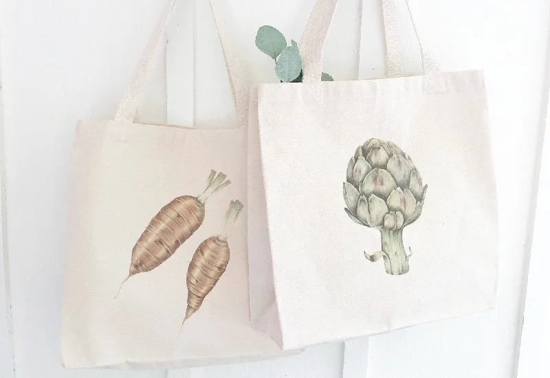 Assorted Artichoke & Carrot Designs - Canvas Tote Bags