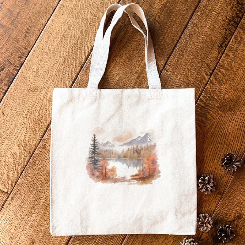 Autumn Lake Scene - Canvas Tote Bag