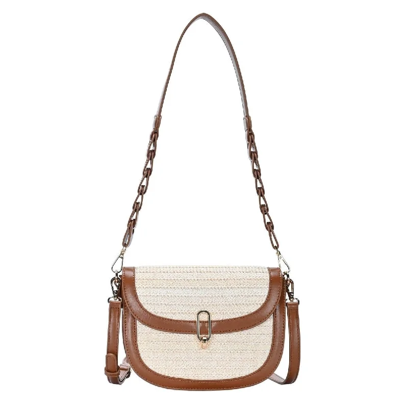 BGT4552 Straw Leather trim Crossbody