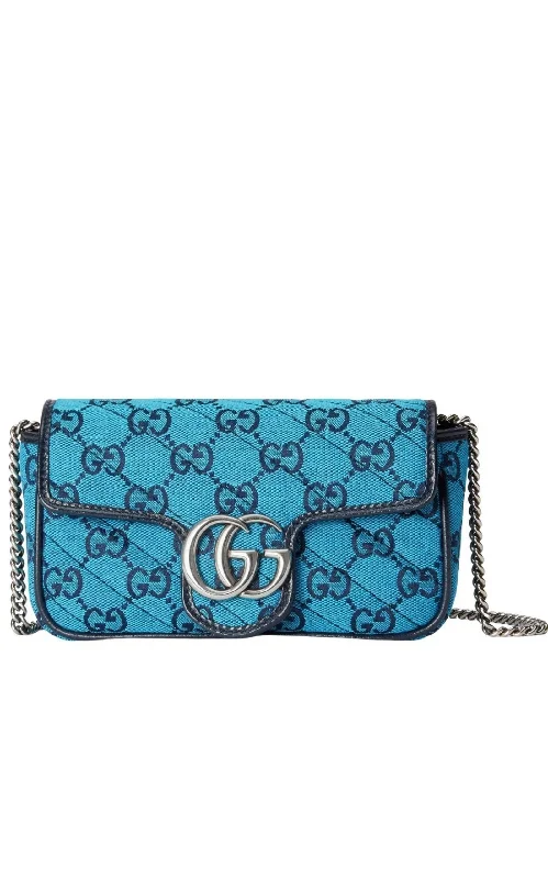 Blue GG Marmont Blue Super Mini Bag