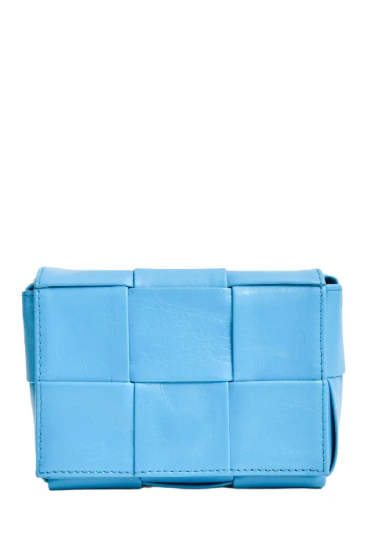 Bottega Veneta Leather Turquoise Mini Cassette Crossbody Bag