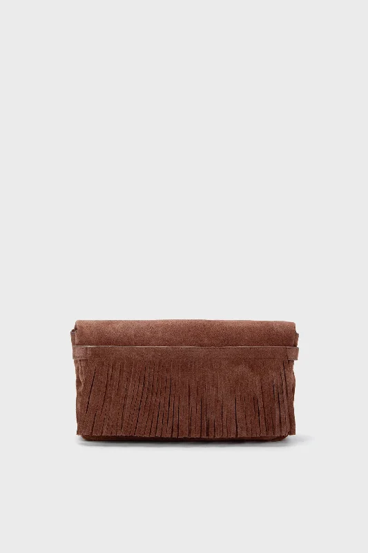 Brown Suede Miller Clutch