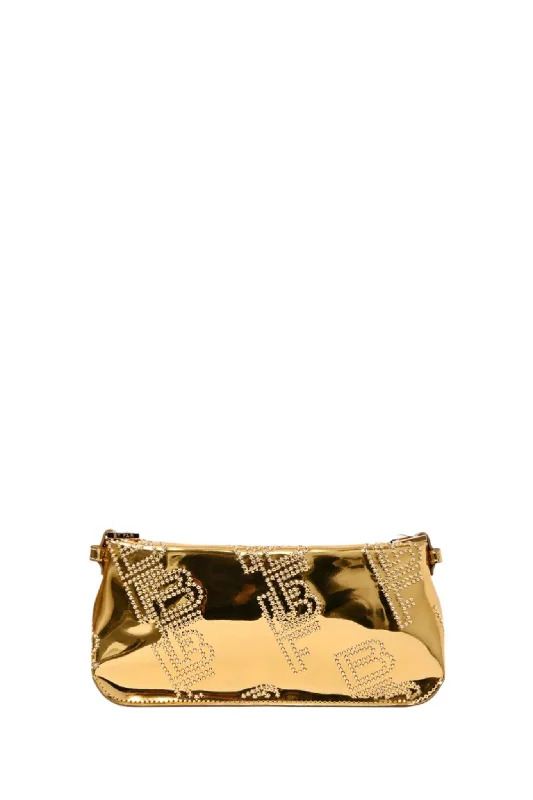 By Far Metallic Gold 'Dulce' Crystal Embellished Shoulder Bag