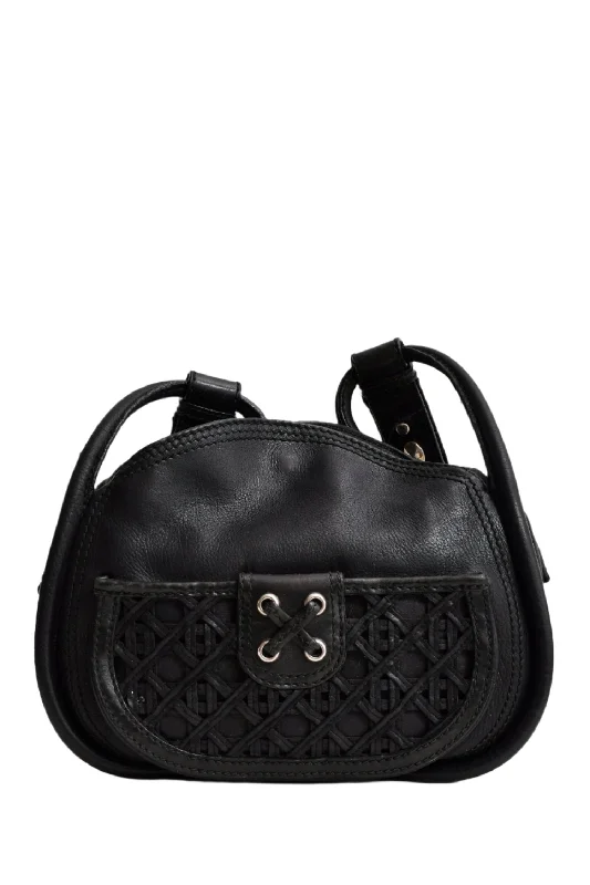 Christian Dior 2010 Black Leather Lattice Crossbody Bag (As Is)