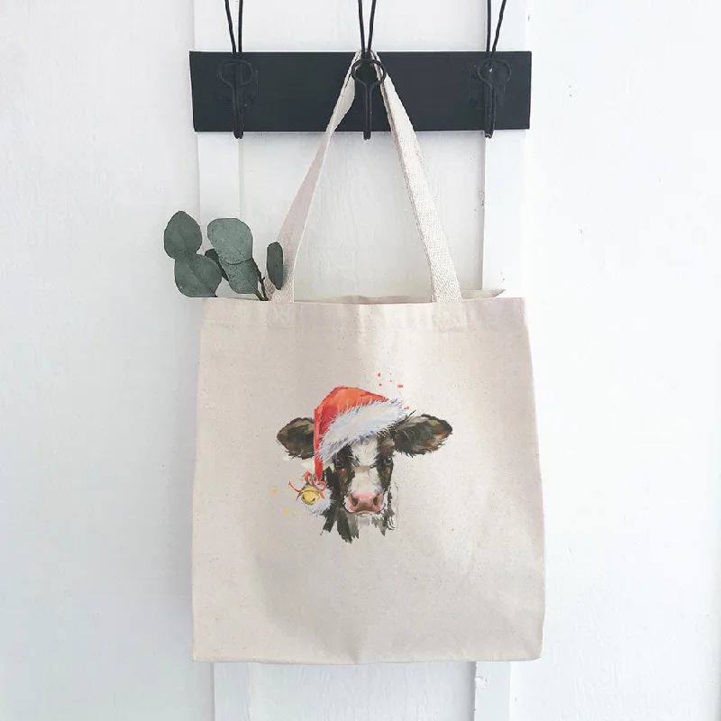 Christmas Cow - Customizable Canvas Tote Bag