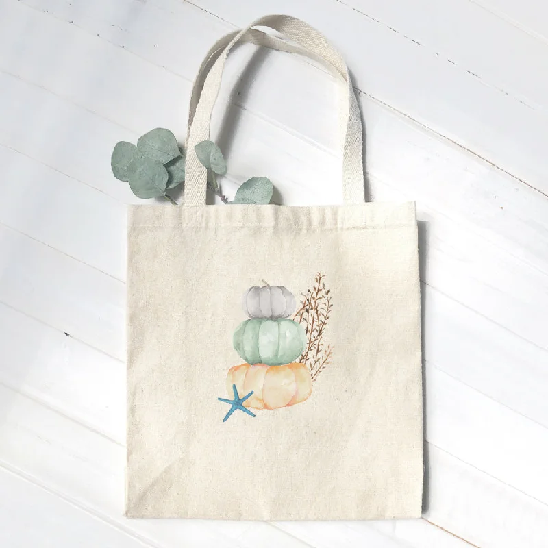 Coastal Pumpkin Stack - Customizable Canvas Tote Bag