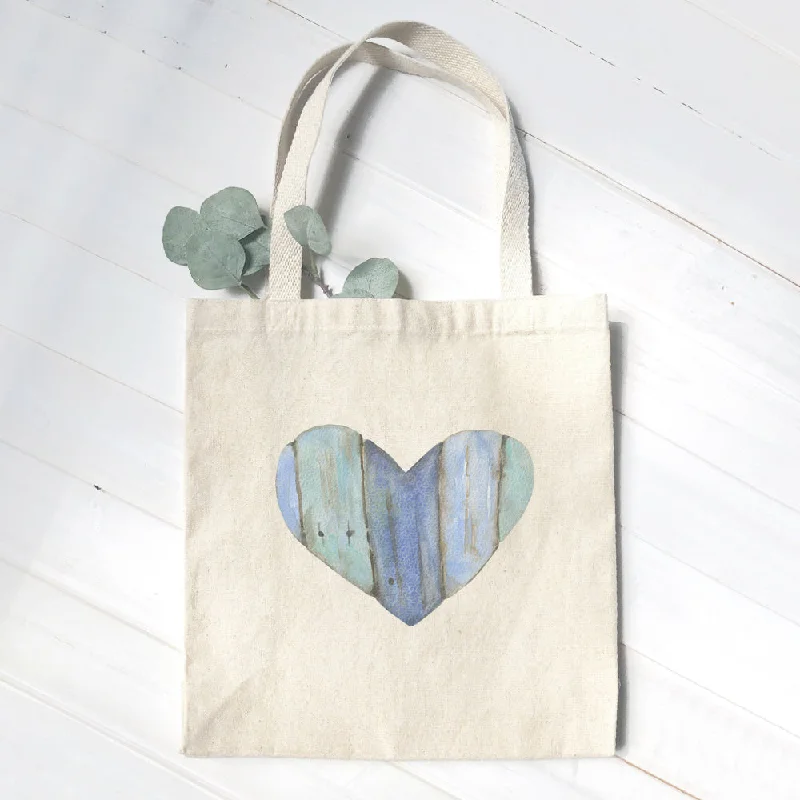 Coastal Wood Heart - Customizable Canvas Tote Bag