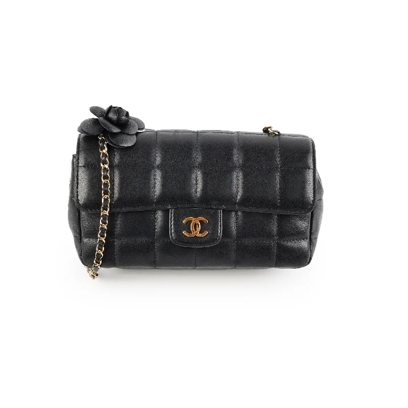 Chanel Seasonal Camelia Lambskin Mini Bag Black