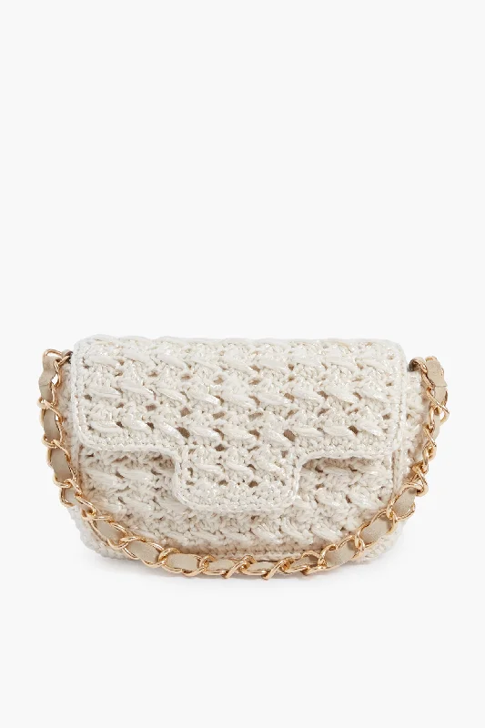 Cream Woven Shoulder Bag