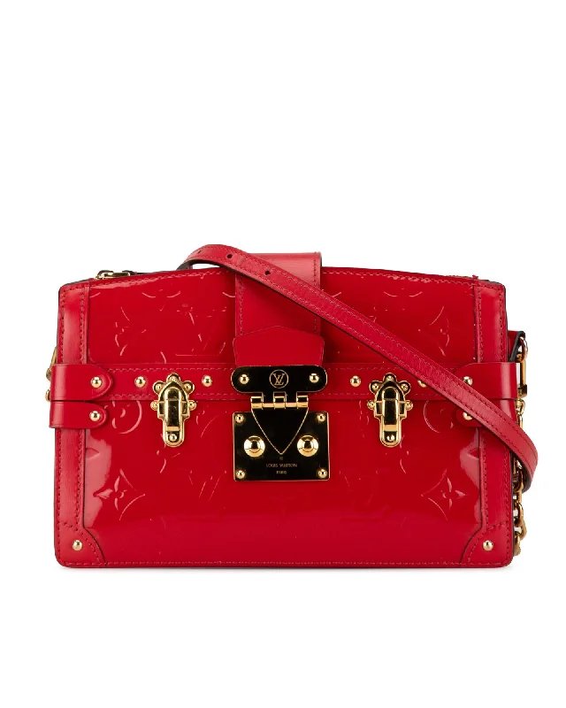 Monogram Vernis Trunk Clutch with Leather Trim and Detachable Chain Strap