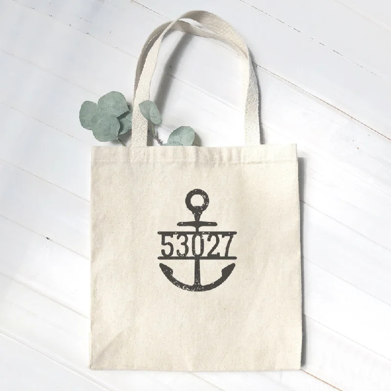 Distressed Anchor w/ Zip Code - Canvas Tote Bag