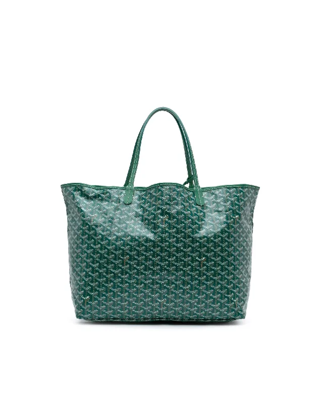 Coated Canvas Tote with Leather Trim and Interior Pouch