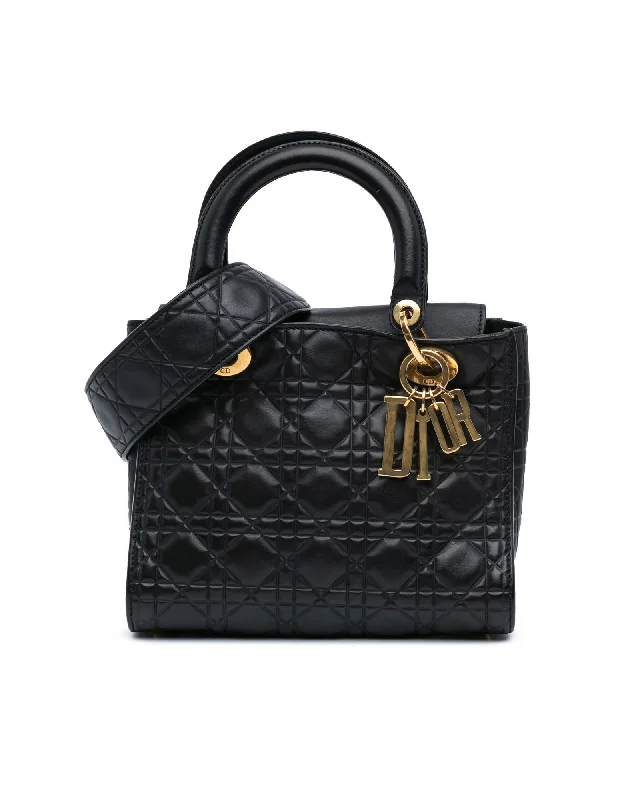 Medium Quilted Lambskin Leather Tote with Detachable Strap