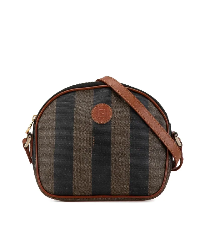 Pequin Coated Canvas Crossbody Bag with Leather Trim and Adjustable Strap