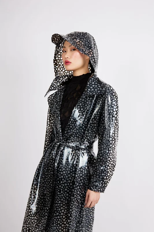 Eco-Friendly Transparent Polka Dot Trench Coat from Deadstock fabrics