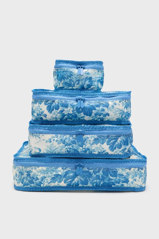 Misty Blue Toile Packing Cubes