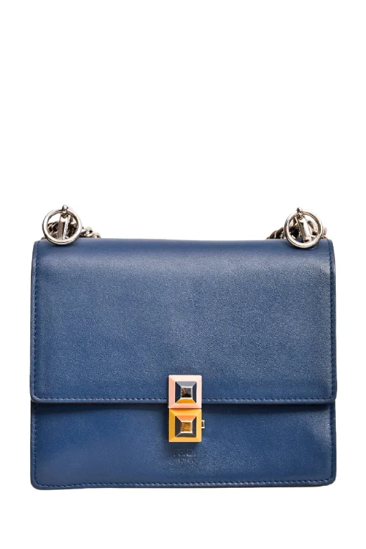 Fendi Navy Leather Small Kan Shoulder Bag