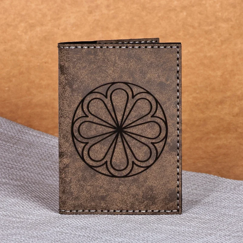 Floral Accented Brown 100% Suede Passport Holder - Emblem of Journey