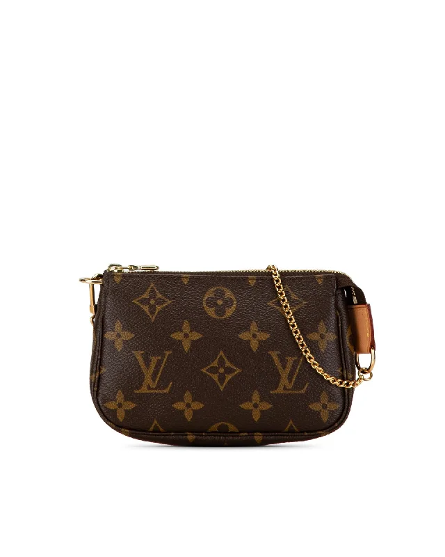 Monogram Canvas Mini Chain Pouch with Top Zip Closure