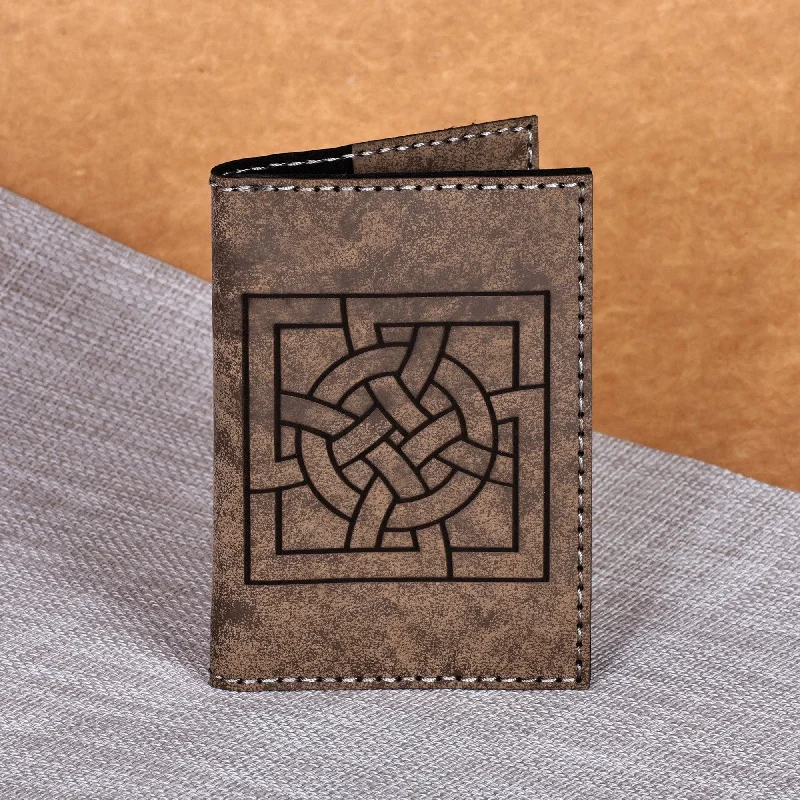 Geometric Accented Brown 100% Suede Passport Holder - Emblem of Adventures