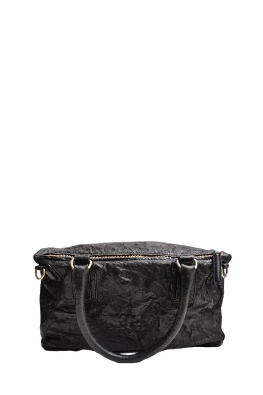 Givenchy Black Crinkled Leather Large Pandora Bag with Strap