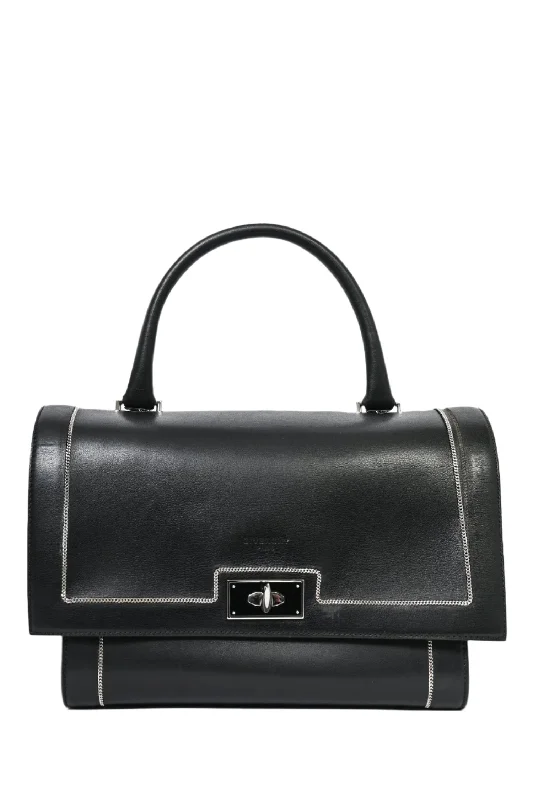 Givenchy Black Leather Logo 'Shark' Shoulder Bag