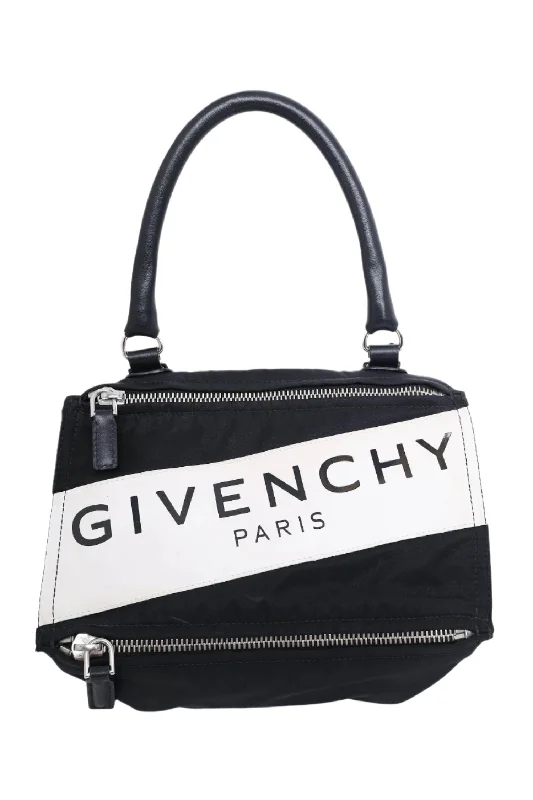 Givenchy Black/White Nylon Logo Small Pandora Bag With Strap