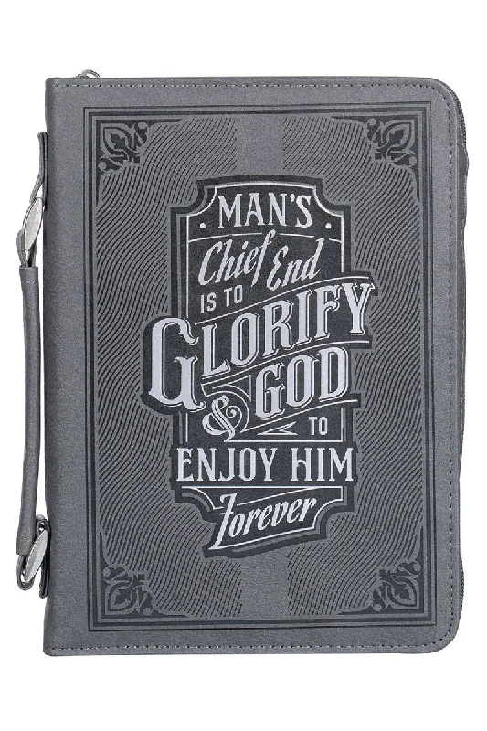 Glorify God Gray Faux Leather Large Bible Cover