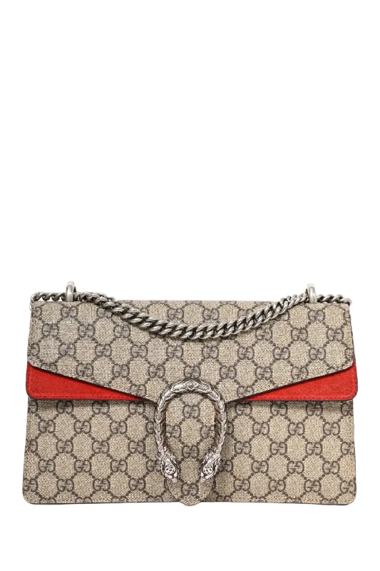 Gucci GG Supreme Red Suede Small Dionysus Chain Shoulder Bag